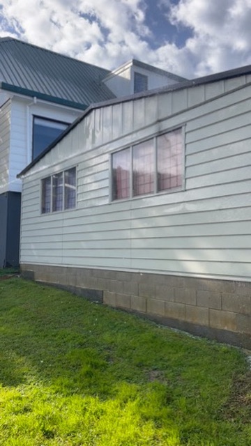 Weatherboard wall before cleaning